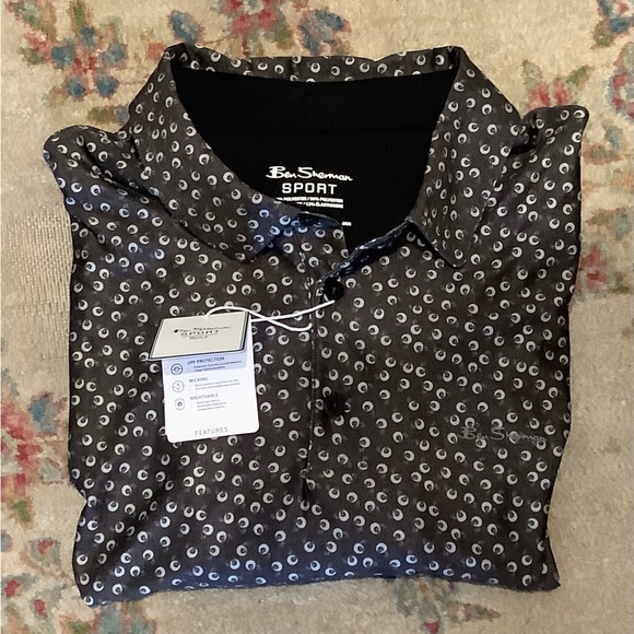 Ben Sherman Sport Black and White Patterned Golf Polo Sz XL - NWT - Picture 1 of 4